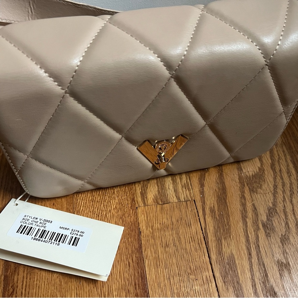 NWT VALENTINO ORLANDI Taupe Diamond Quilted Designed In Italy Crossbody Bag